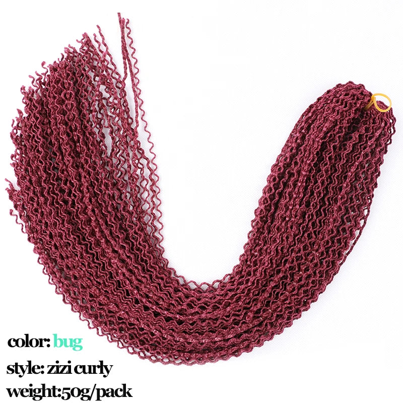 Full Star Curly ZIZI Box Braids 22" Crochet Braids Synthetic Hair Extensions Long Green Blue Pink Red Pre-Looped Twisted Hair