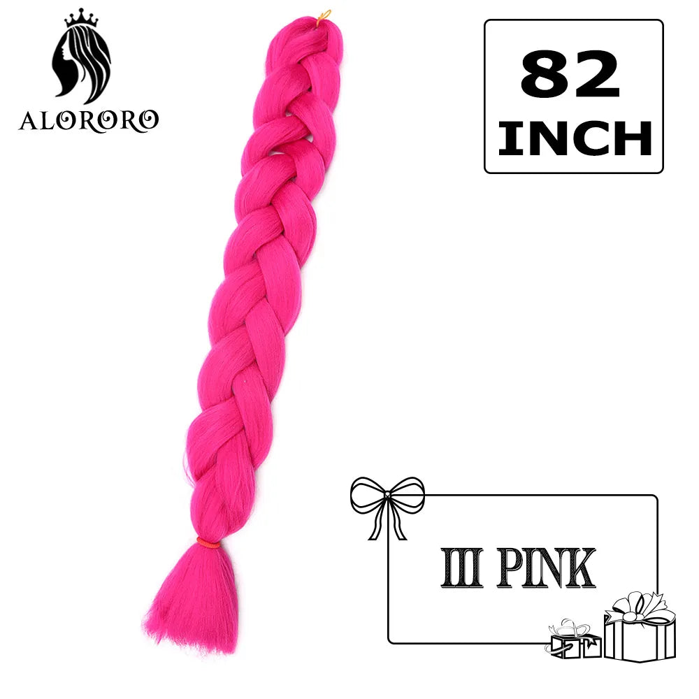 82 Inch Synthetic Braiding Hair Extensions Green Red Pink Yellow Crochet Jumbo Braids Hair Pure Color Box Twist Braids Wholesale
