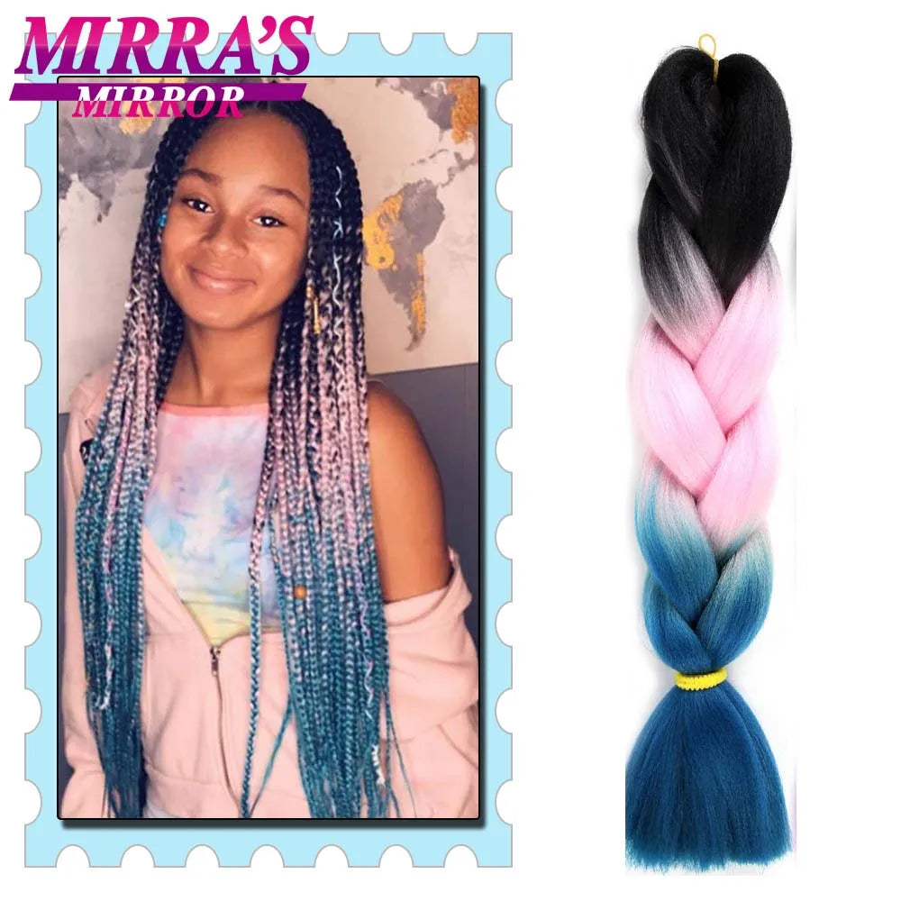 Synthetic Braiding Hair 24 Inch Kanekalon Braids Extensions Ombre Hair for Box Braid Crochet Jumbo Braiding Hair Pre Stretched