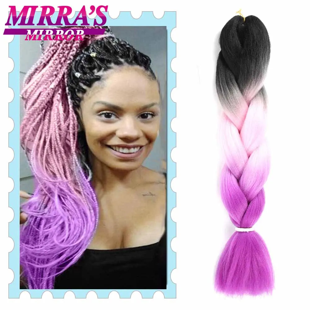 Synthetic Braiding Hair 24 Inch Kanekalon Braids Extensions Ombre Hair for Box Braid Crochet Jumbo Braiding Hair Pre Stretched