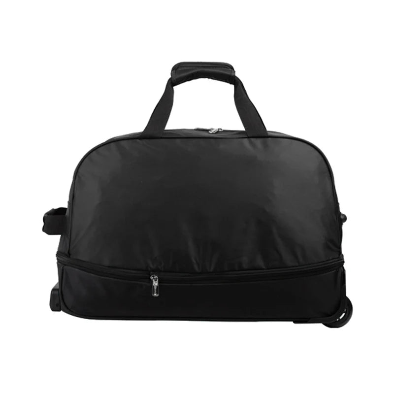 OIWAS Men Trolley Duffle Bag 56L Water-Repellent Foldable Rolling Suitcase Hand Luggage With Wheels Carry-On Bags Expansion Pack