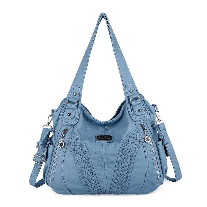 Angel kiss Women Handbags Satchel Top-handle Handbag 2023 PU Shoulder Bag Soft Dumpling Pack Multi-pockets Shoulder Purse Bags