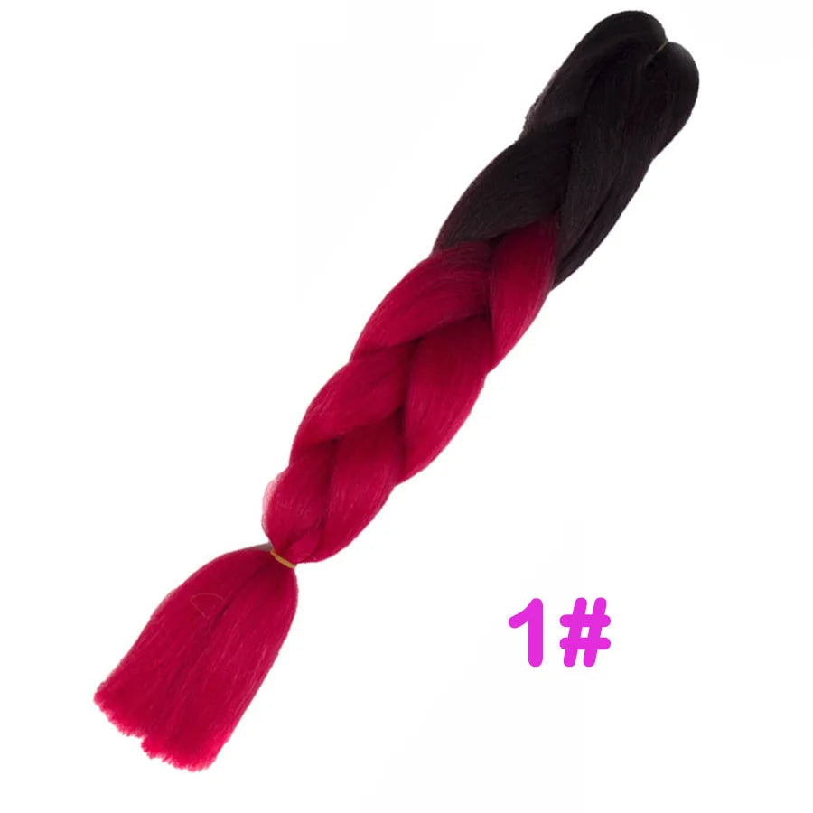 VERVES Ombre Jumbo Braids — 24" 100 g Two-Tone Synthetic Braiding Hair (Pink/Black/Blue)