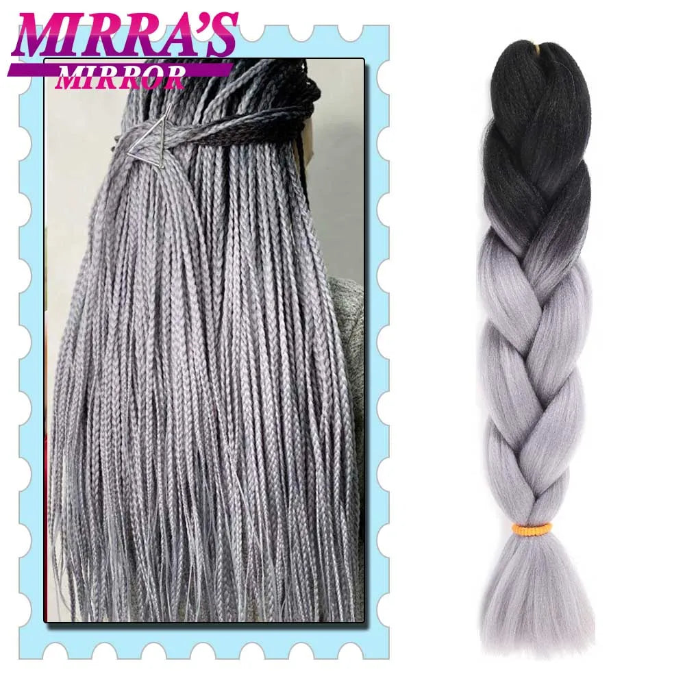 Synthetic Braiding Hair 24 Inch Kanekalon Braids Extensions Ombre Hair for Box Braid Crochet Jumbo Braiding Hair Pre Stretched