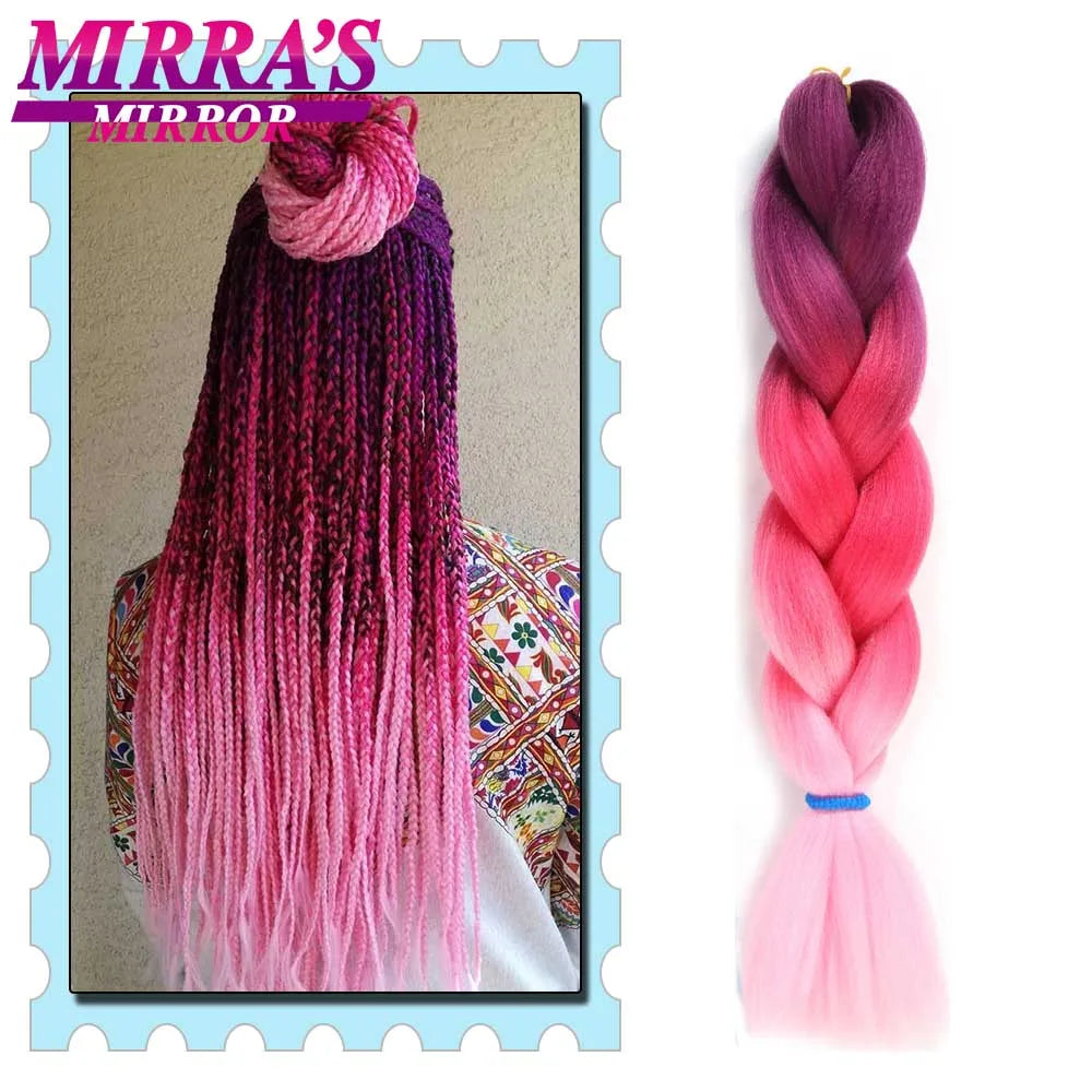 Synthetic Braiding Hair 24 Inch Kanekalon Braids Extensions Ombre Hair for Box Braid Crochet Jumbo Braiding Hair Pre Stretched