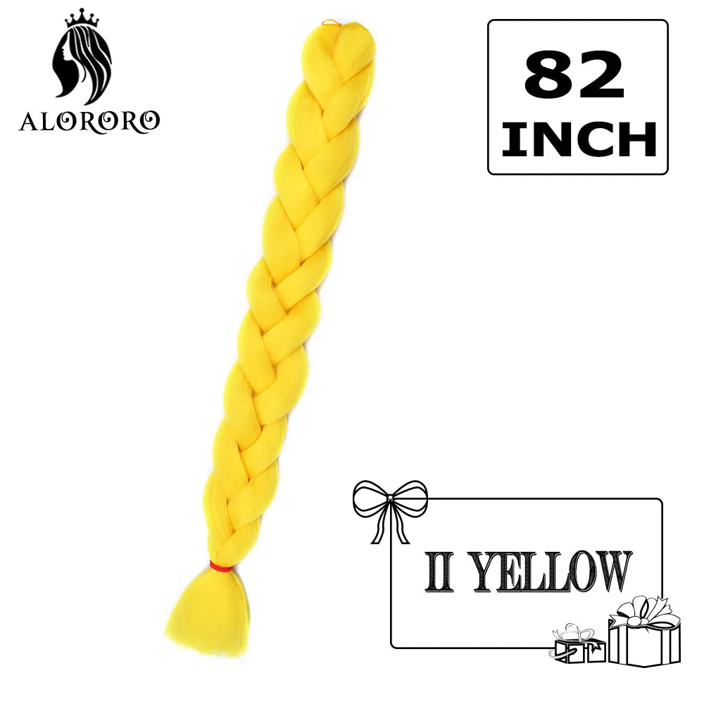 82 Inch Synthetic Braiding Hair Extensions Green Red Pink Yellow Crochet Jumbo Braids Hair Pure Color Box Twist Braids Wholesale