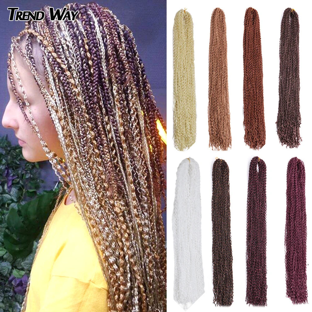 Trend Way 25inch 50g/Package Synthetic Extensions Braiding Hair Blonde For Women 25inch Curly Box Braids Zizi Crochet Hair Black