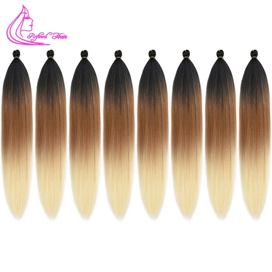 Refined Hair Pre-Stretched EZ Braid — 26" Ombre Brown Synthetic Braiding Hair