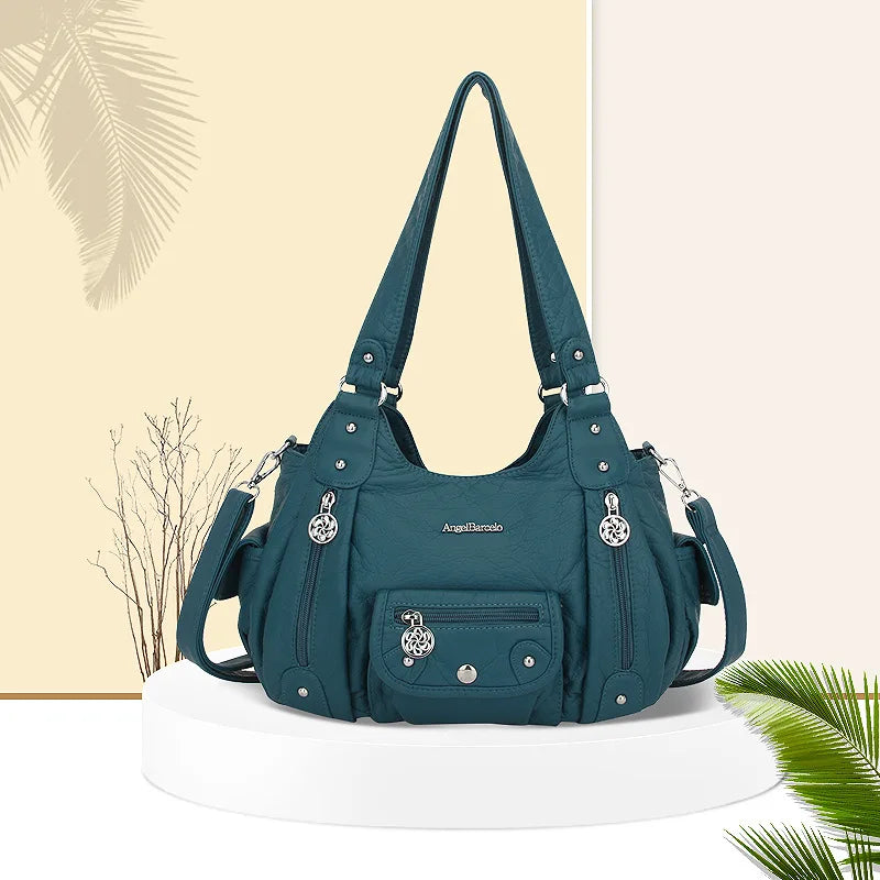 Women Handbags Satchel Top-handle Handbag Small PU Shoulder Bag 12.5”x4.4” Dumpling Pack Multi-pockets Shoulder Bags