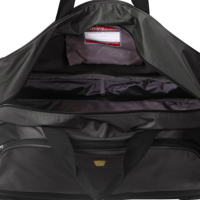 OIWAS Men Trolley Duffle Bag 56L Water-Repellent Foldable Rolling Suitcase Hand Luggage With Wheels Carry-On Bags Expansion Pack