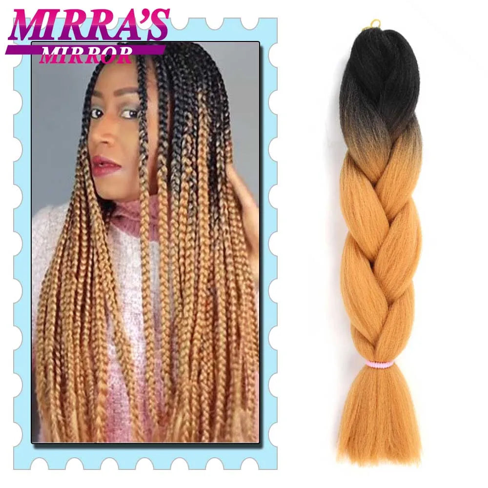 Synthetic Braiding Hair 24 Inch Kanekalon Braids Extensions Ombre Hair for Box Braid Crochet Jumbo Braiding Hair Pre Stretched
