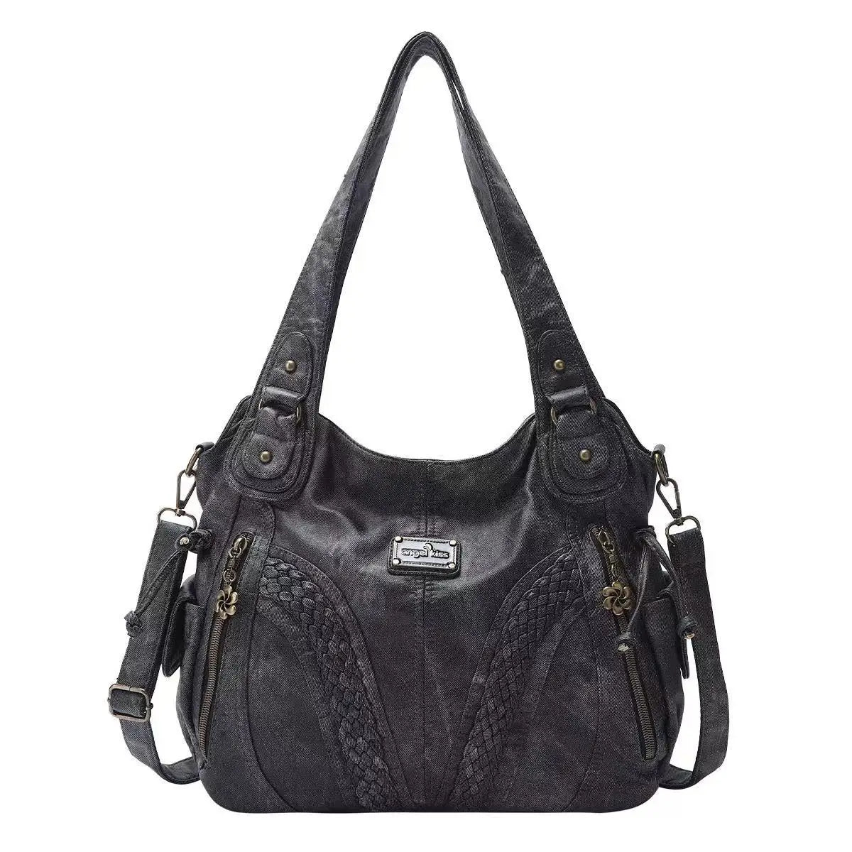 Angel kiss Women Handbags Satchel Top-handle Handbag 2023 PU Shoulder Bag Soft Dumpling Pack Multi-pockets Shoulder Purse Bags