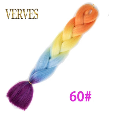 VERVES Ombre Jumbo Braids — 24" 100 g Two-Tone Synthetic Braiding Hair (Pink/Black/Blue)