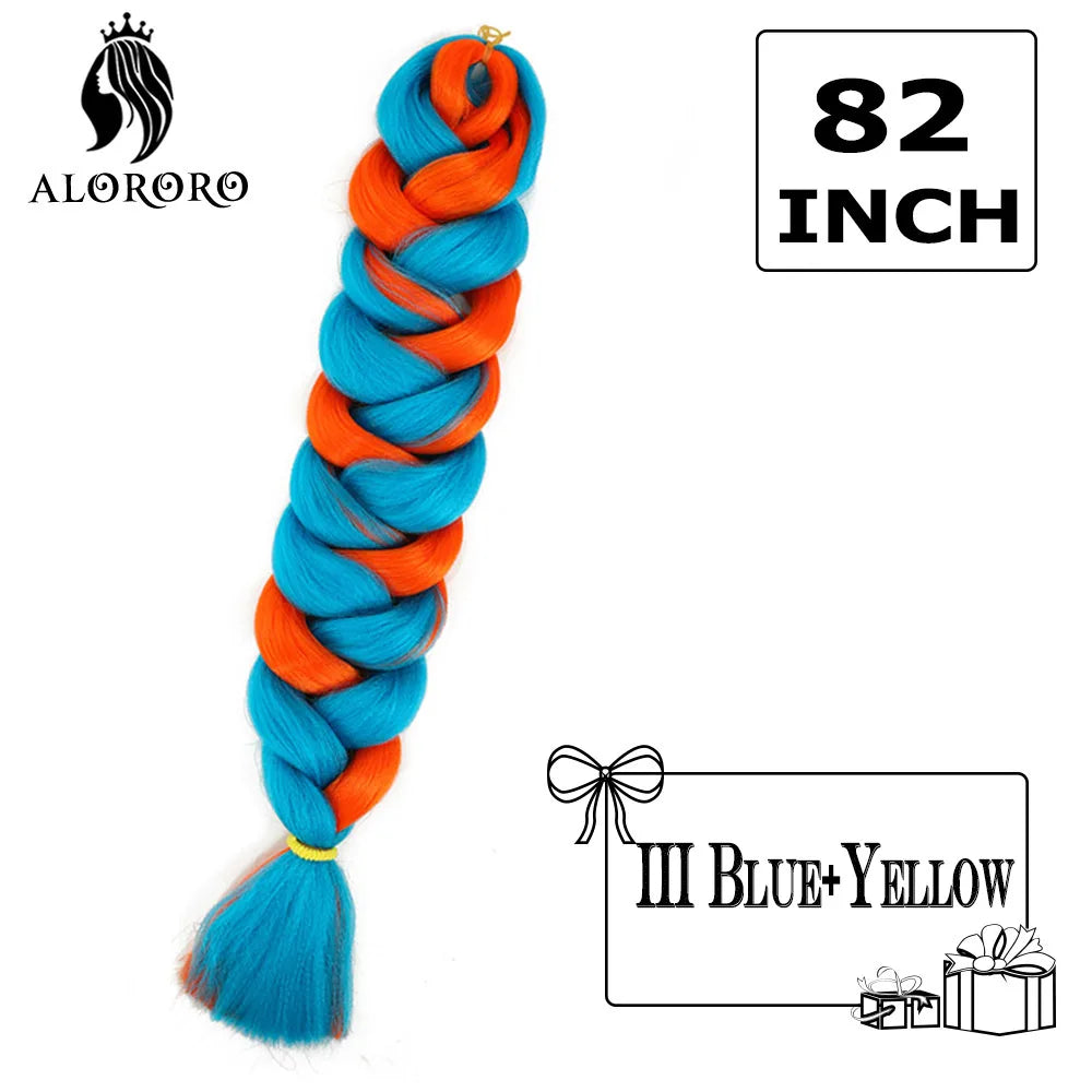 82 Inch Synthetic Braiding Hair Extensions Green Red Pink Yellow Crochet Jumbo Braids Hair Pure Color Box Twist Braids Wholesale