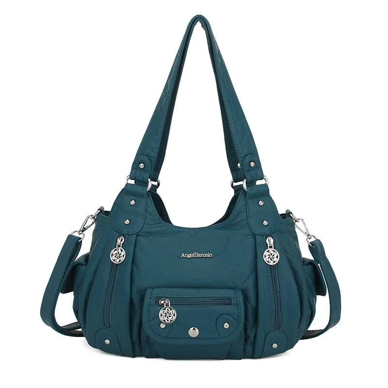 Women Handbags Satchel Top-handle Handbag Small PU Shoulder Bag 12.5”x4.4” Dumpling Pack Multi-pockets Shoulder Bags