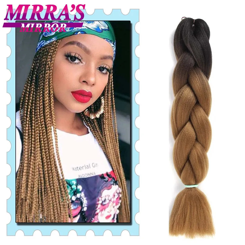 Synthetic Braiding Hair 24 Inch Kanekalon Braids Extensions Ombre Hair for Box Braid Crochet Jumbo Braiding Hair Pre Stretched