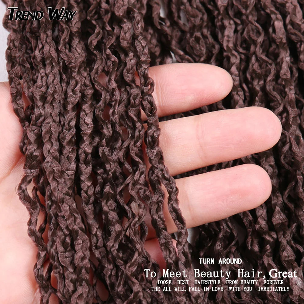 Trend Way 25inch 50g/Package Synthetic Extensions Braiding Hair Blonde For Women 25inch Curly Box Braids Zizi Crochet Hair Black