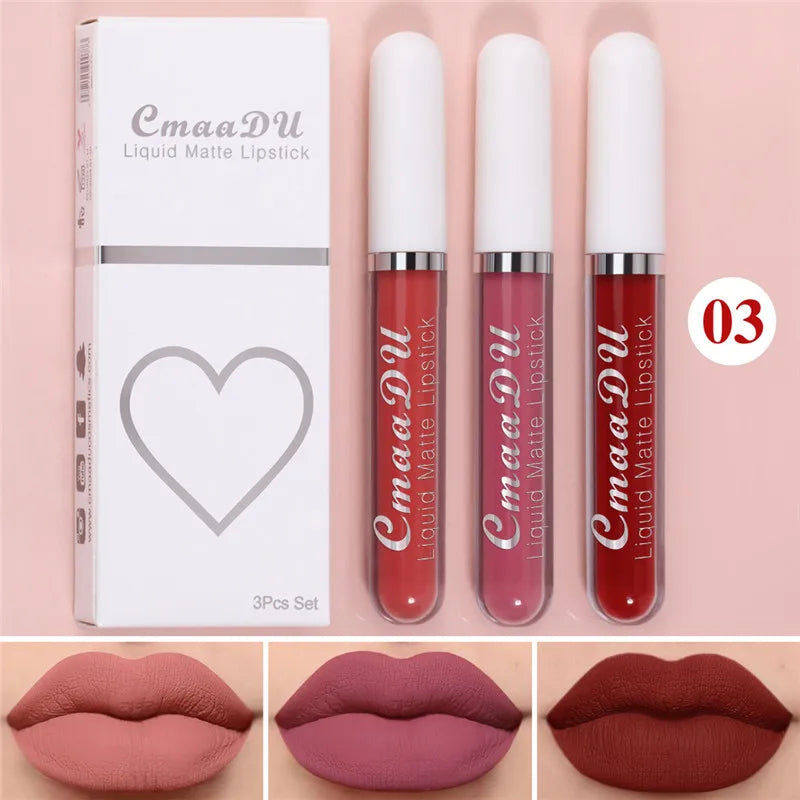 6 Colors/Set Fashion Matte Lip Gloss Sets Natural Moisturize Waterproof Lasting Velvet Sexy Red Liquid Lipstick Beauty Cosmetic