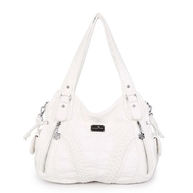 Angel kiss Women Handbags Satchel Top-handle Handbag 2023 PU Shoulder Bag Soft Dumpling Pack Multi-pockets Shoulder Purse Bags