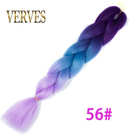 VERVES Ombre Jumbo Braids — 24" 100 g Two-Tone Synthetic Braiding Hair (Pink/Black/Blue)