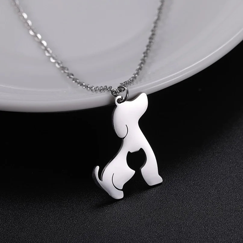 Cute Dog Paw Pendant Necklace | Stainless Steel Animal Footprint Chain for Women & Girls