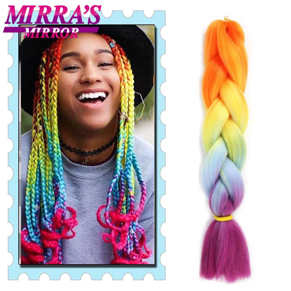 Synthetic Braiding Hair 24 Inch Kanekalon Braids Extensions Ombre Hair for Box Braid Crochet Jumbo Braiding Hair Pre Stretched