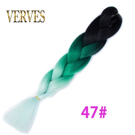 VERVES Ombre Jumbo Braids — 24" 100 g Two-Tone Synthetic Braiding Hair (Pink/Black/Blue)