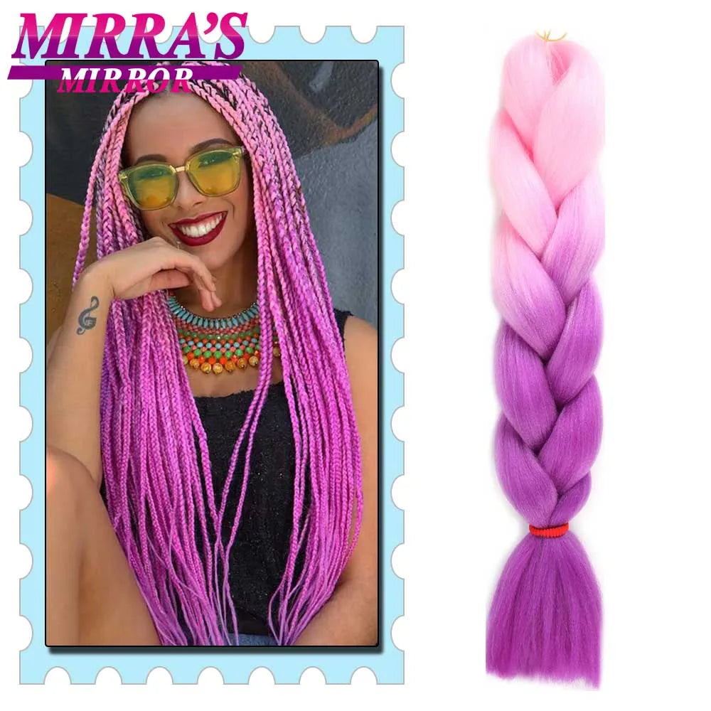 Synthetic Braiding Hair 24 Inch Kanekalon Braids Extensions Ombre Hair for Box Braid Crochet Jumbo Braiding Hair Pre Stretched