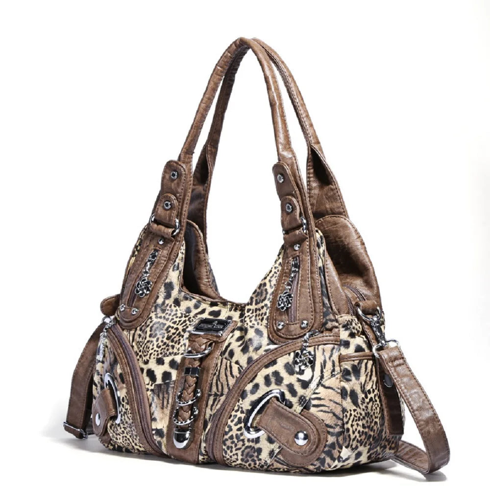 Women Handbags Leopard Bag Top-handle Handbag Fashion Satchel Dumpling Pack Shoulder Bag Tote Bag Hobos Large Purse
