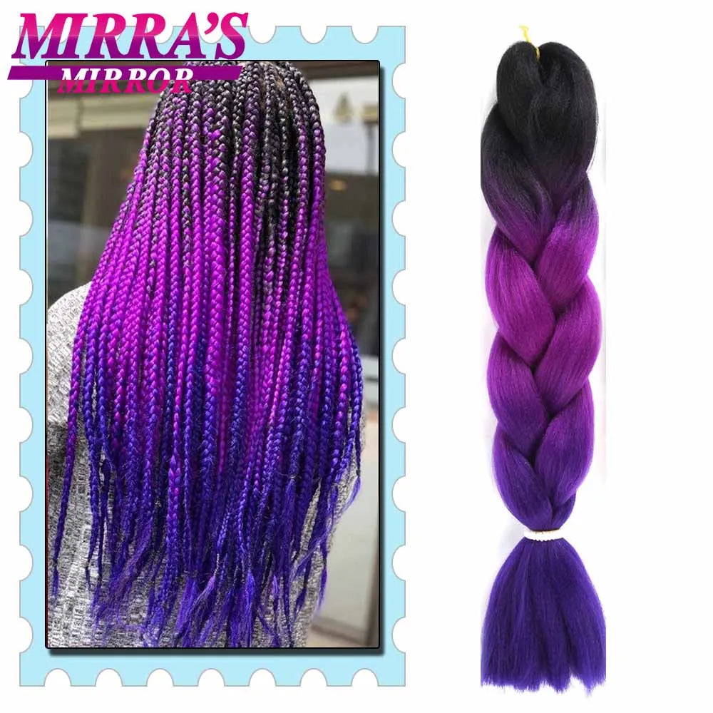Synthetic Braiding Hair 24 Inch Kanekalon Braids Extensions Ombre Hair for Box Braid Crochet Jumbo Braiding Hair Pre Stretched