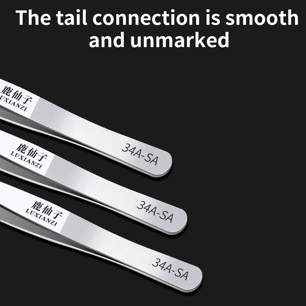 LUXIANZI Flat Stainless Steel Industrial Tweezers For Soldering Repair Electronic Tools Industrial Forceps Precision tweezer