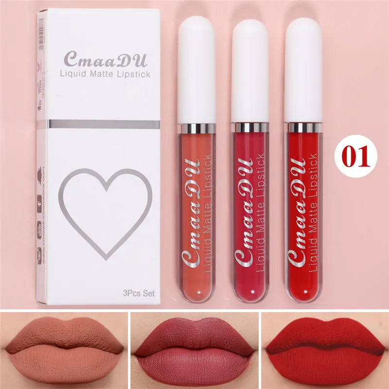 6 Colors/Set Fashion Matte Lip Gloss Sets Natural Moisturize Waterproof Lasting Velvet Sexy Red Liquid Lipstick Beauty Cosmetic