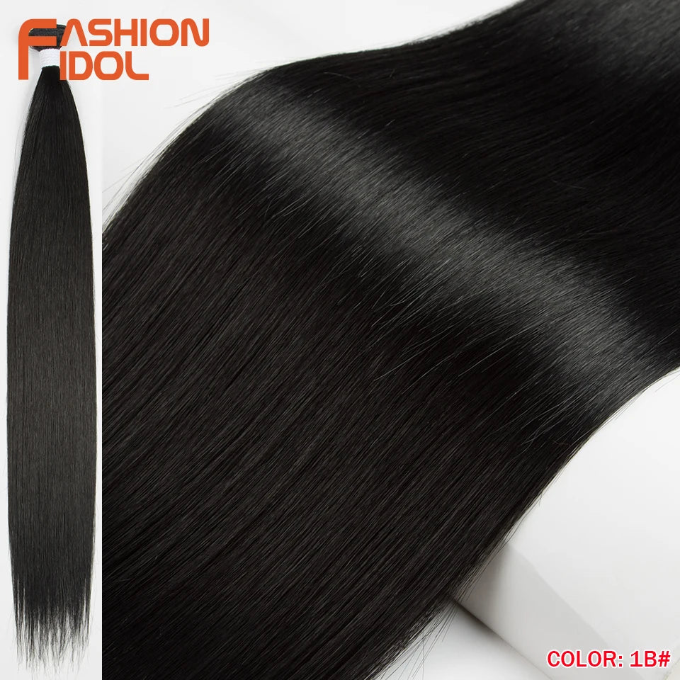 Bone Straight Hair Extensions Ombre Blonde Hair Bundles Super Long Hair Synthetic 24 Inch Straight Hair Full to End FASHION IDOL