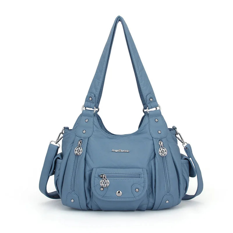 Women Handbags Satchel Top-handle Handbag Small PU Shoulder Bag 12.5”x4.4” Dumpling Pack Multi-pockets Shoulder Bags