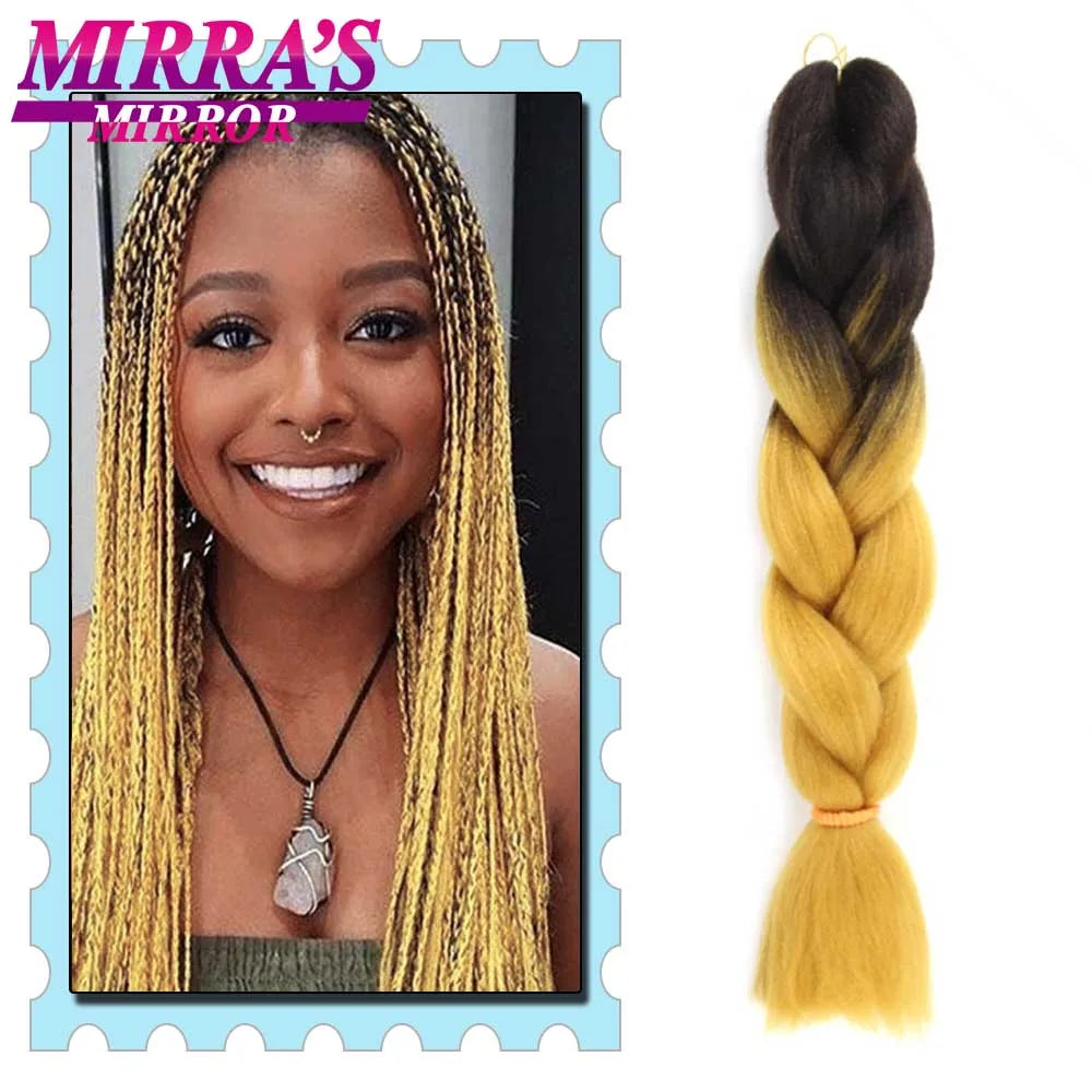 Synthetic Braiding Hair 24 Inch Kanekalon Braids Extensions Ombre Hair for Box Braid Crochet Jumbo Braiding Hair Pre Stretched