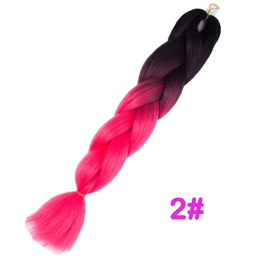 VERVES Ombre Jumbo Braids — 24" 100 g Two-Tone Synthetic Braiding Hair (Pink/Black/Blue)