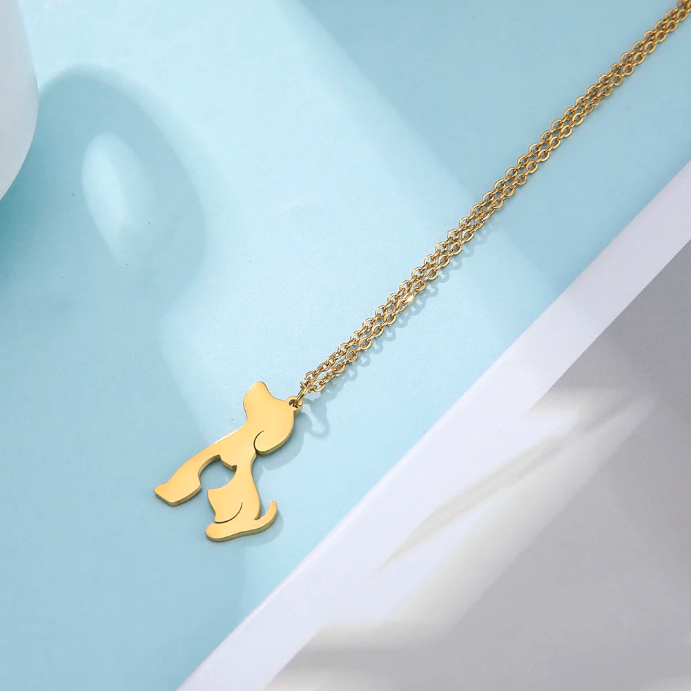 Cute Dog Paw Pendant Necklace | Stainless Steel Animal Footprint Chain for Women & Girls