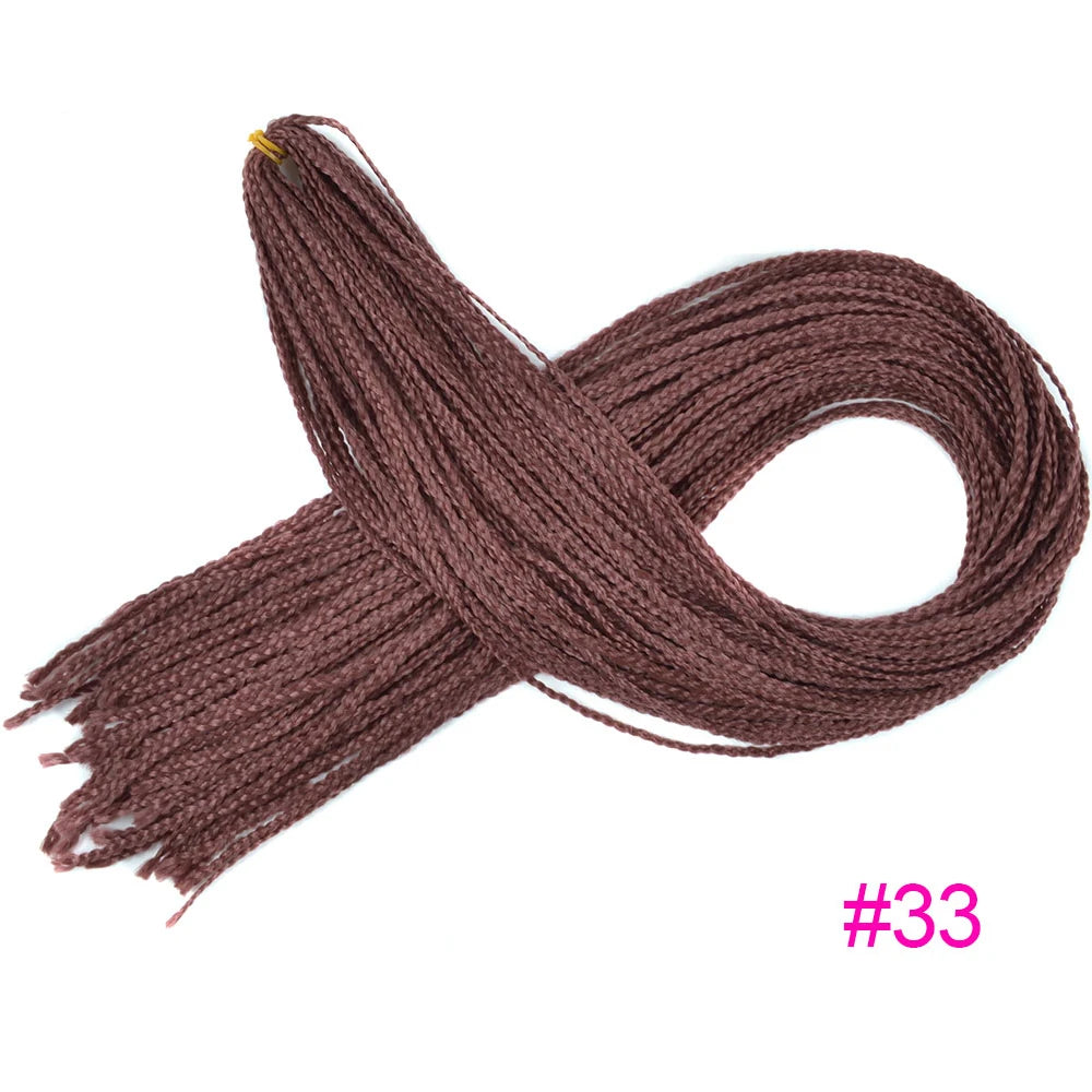 28 Inch Synthetic Zizi Braids Thin Box Braids Hair Extensions Brown Pink Blue Red 613 Box Crochet Braiding Hair For Women 50g