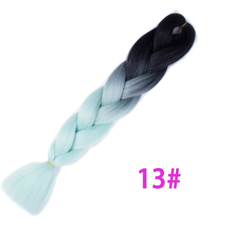 VERVES Ombre Jumbo Braids — 24" 100 g Two-Tone Synthetic Braiding Hair (Pink/Black/Blue)