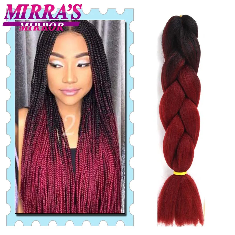 Synthetic Braiding Hair 24 Inch Kanekalon Braids Extensions Ombre Hair for Box Braid Crochet Jumbo Braiding Hair Pre Stretched