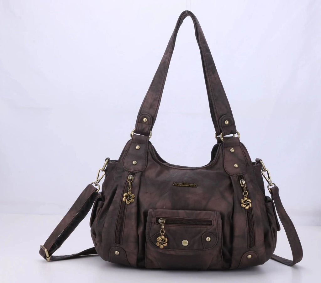 Women Handbags Satchel Top-handle Handbag Small PU Shoulder Bag 12.5”x4.4” Dumpling Pack Multi-pockets Shoulder Bags