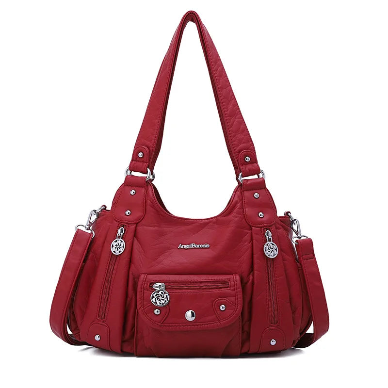 Women Handbags Satchel Top-handle Handbag Small PU Shoulder Bag 12.5”x4.4” Dumpling Pack Multi-pockets Shoulder Bags