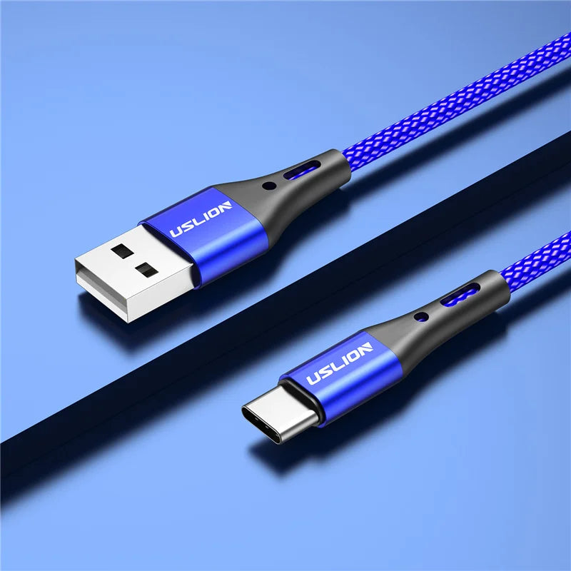 USLION 5A USB Type C Data Cable For Samsung S10 S20 Xiaomi Mi 11 Type C Cable USB C Charger Fast Charging Mobile Phone Chargers