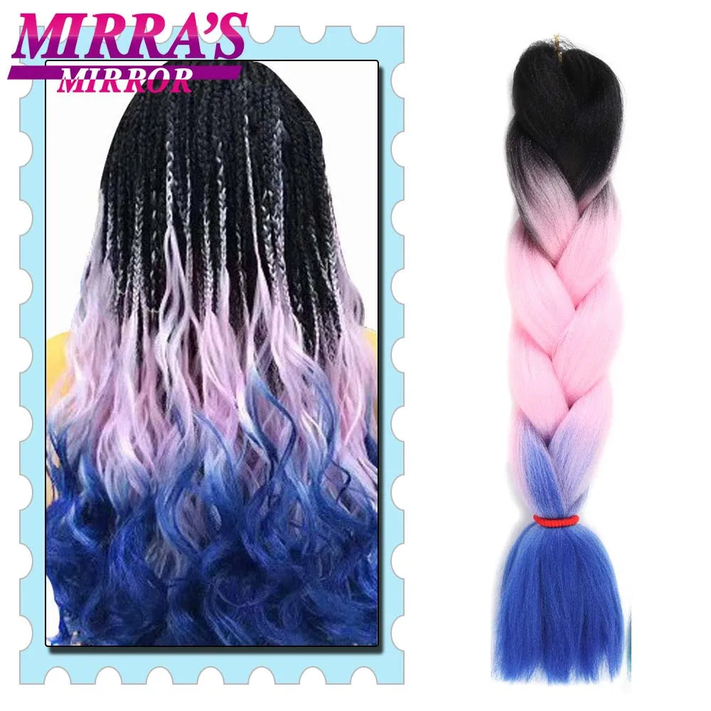 Synthetic Braiding Hair 24 Inch Kanekalon Braids Extensions Ombre Hair for Box Braid Crochet Jumbo Braiding Hair Pre Stretched