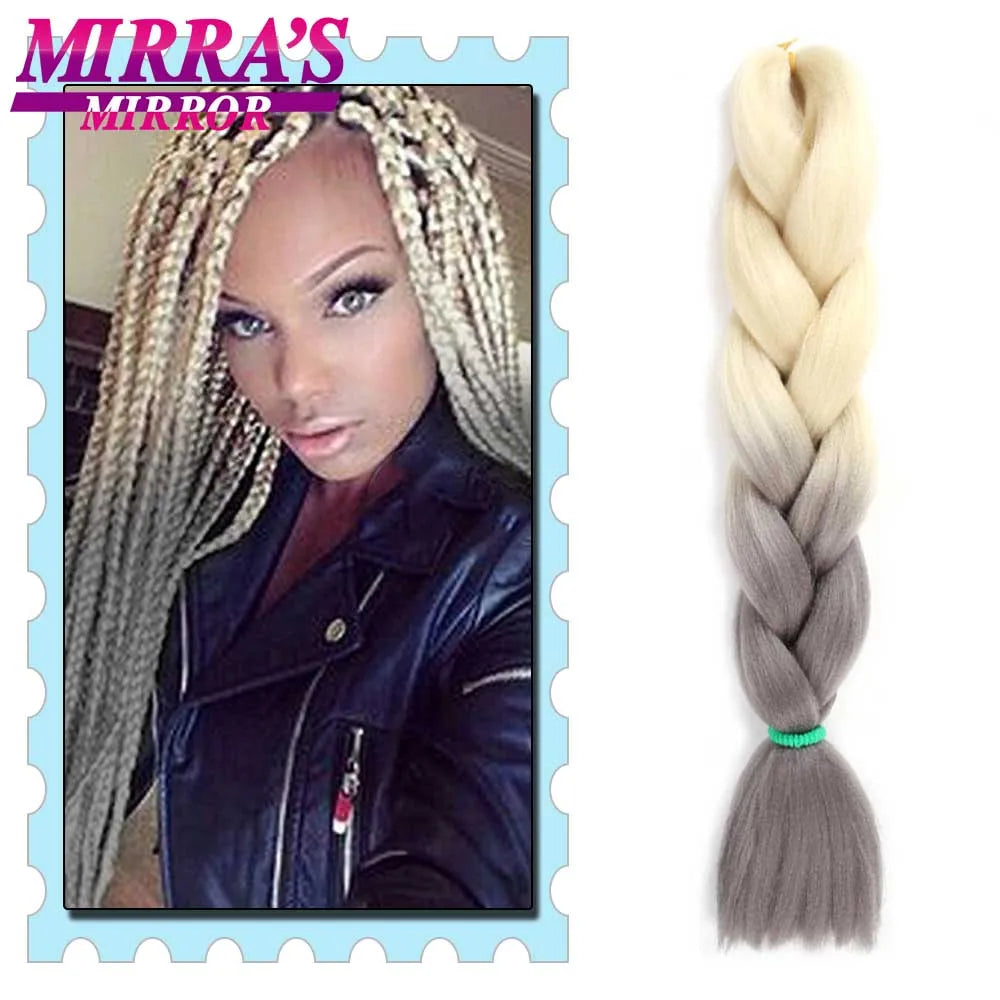 Synthetic Braiding Hair 24 Inch Kanekalon Braids Extensions Ombre Hair for Box Braid Crochet Jumbo Braiding Hair Pre Stretched