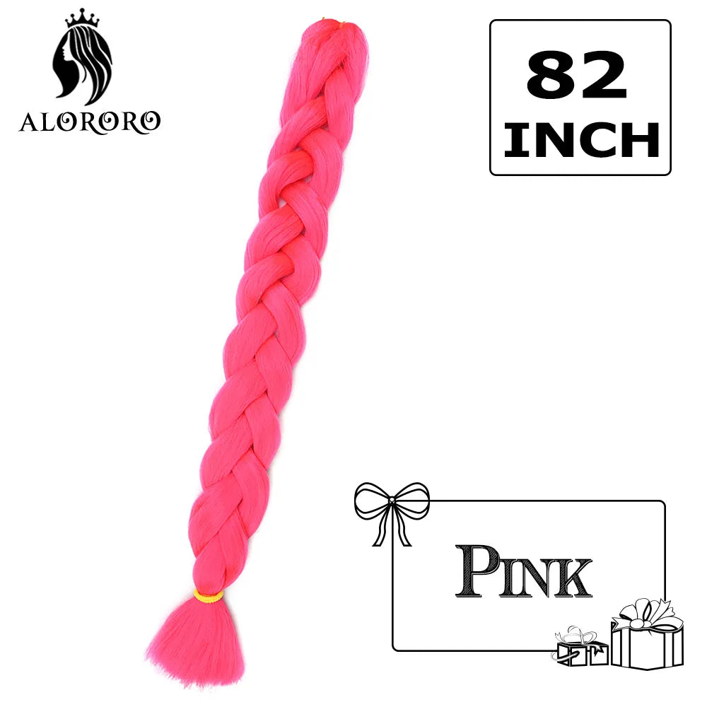 82 Inch Synthetic Braiding Hair Extensions Green Red Pink Yellow Crochet Jumbo Braids Hair Pure Color Box Twist Braids Wholesale