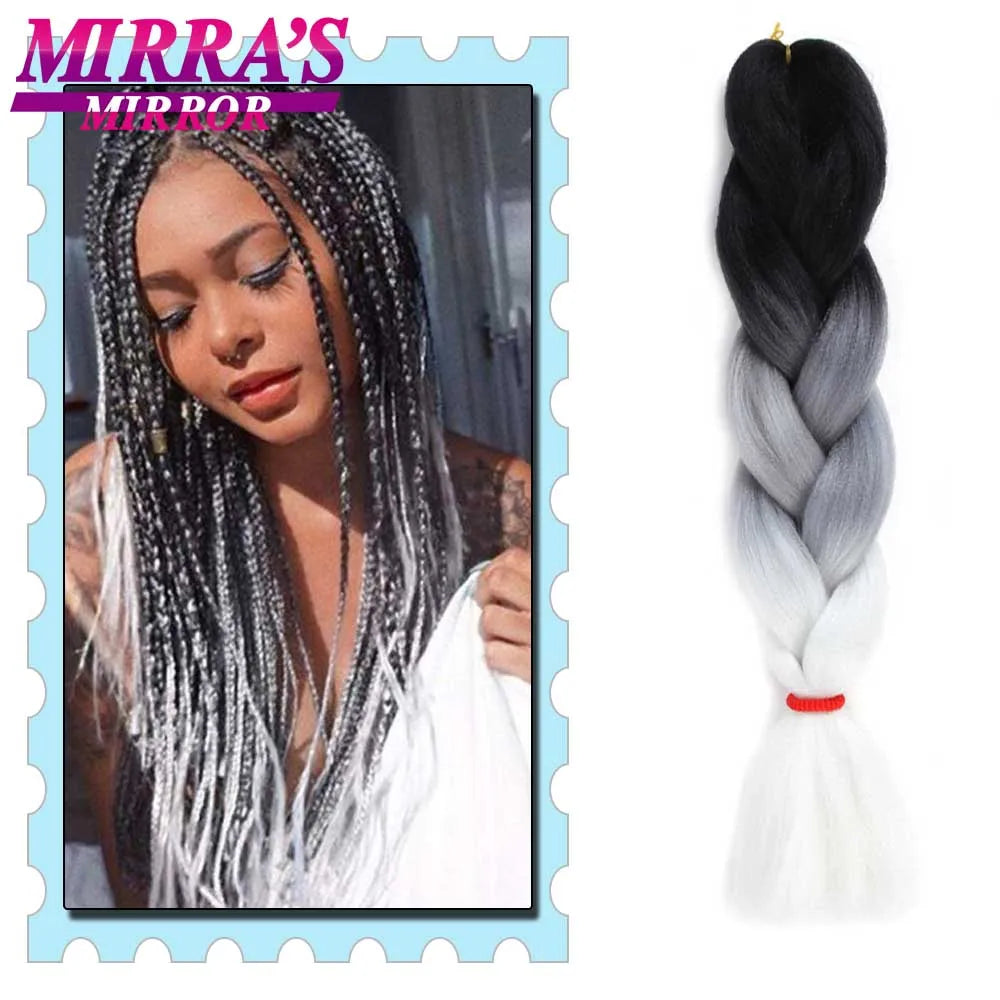 Synthetic Braiding Hair 24 Inch Kanekalon Braids Extensions Ombre Hair for Box Braid Crochet Jumbo Braiding Hair Pre Stretched