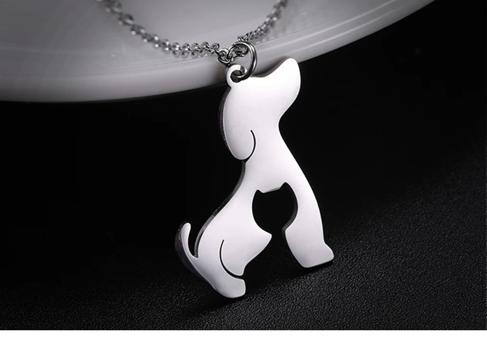 Cute Dog Paw Pendant Necklace | Stainless Steel Animal Footprint Chain for Women & Girls