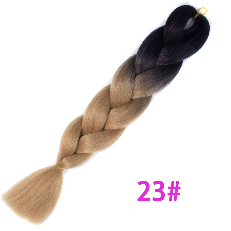 VERVES Ombre Jumbo Braids — 24" 100 g Two-Tone Synthetic Braiding Hair (Pink/Black/Blue)