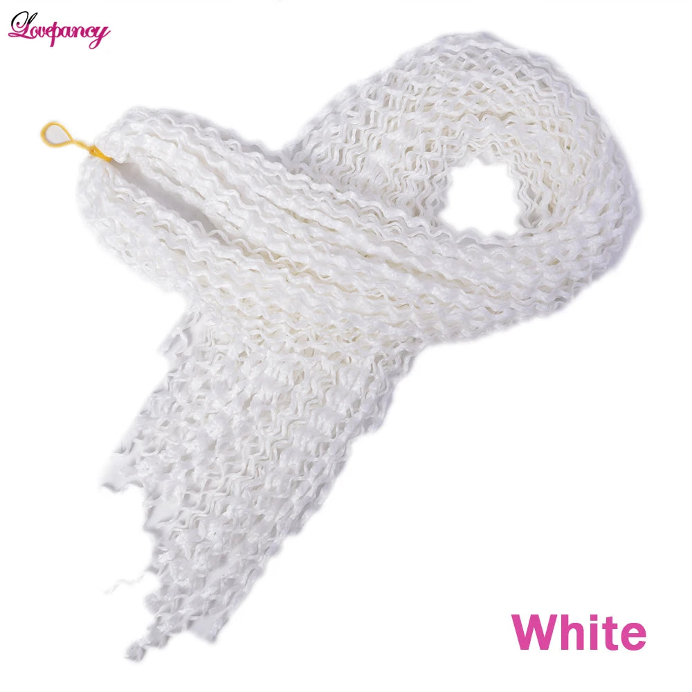 Synthetic Zizi Braids Crochet Box Braiding Hair Extensions White Black 28 Inch Long Curly Crochet Braiding Hair For Women 50g